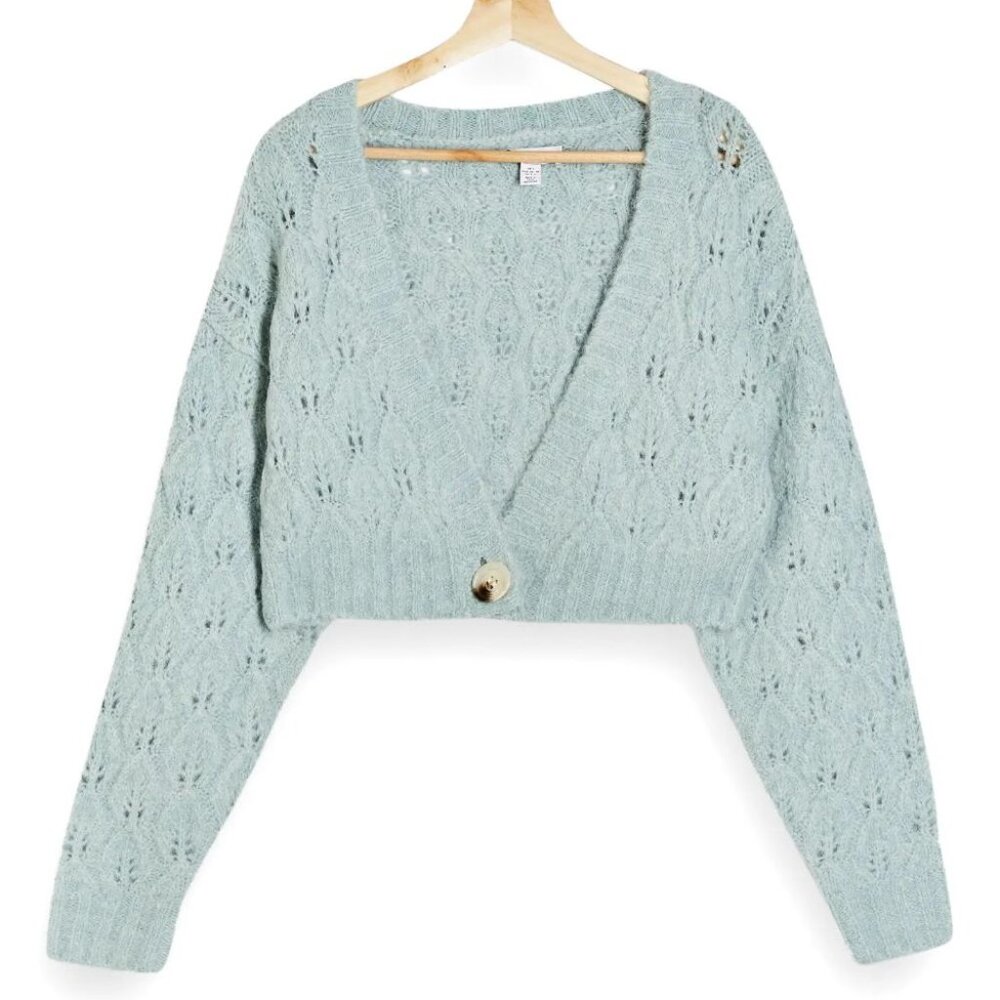 Topshop Pointelle Crop Cardigan - Picture 1 of 5